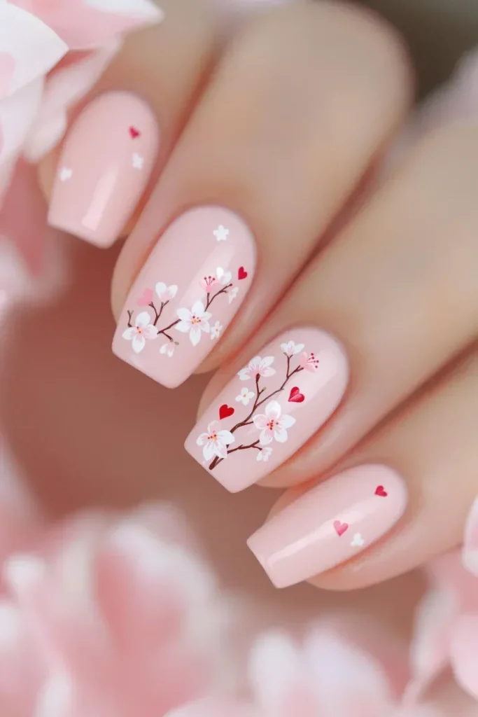 A soft and romantic design inspired by cherry blossoms, perfect for a floral Valentine’s theme.
