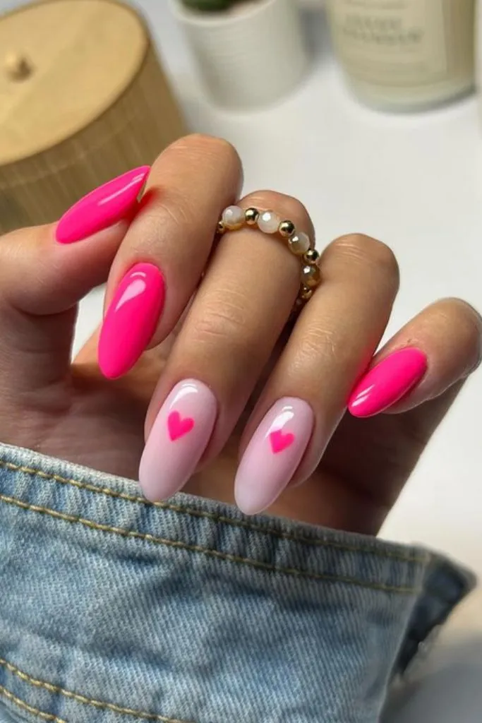 Cute Nail Design With Hearts