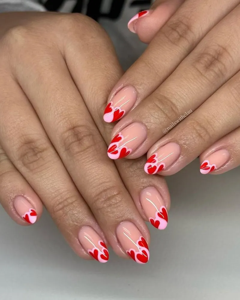 Another adorable heart-inspired nail design with a fun and stylish twist.