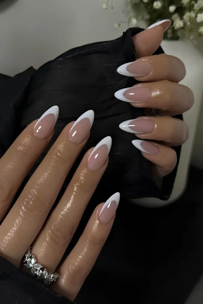 White French Tip Nails with deep French Mani
