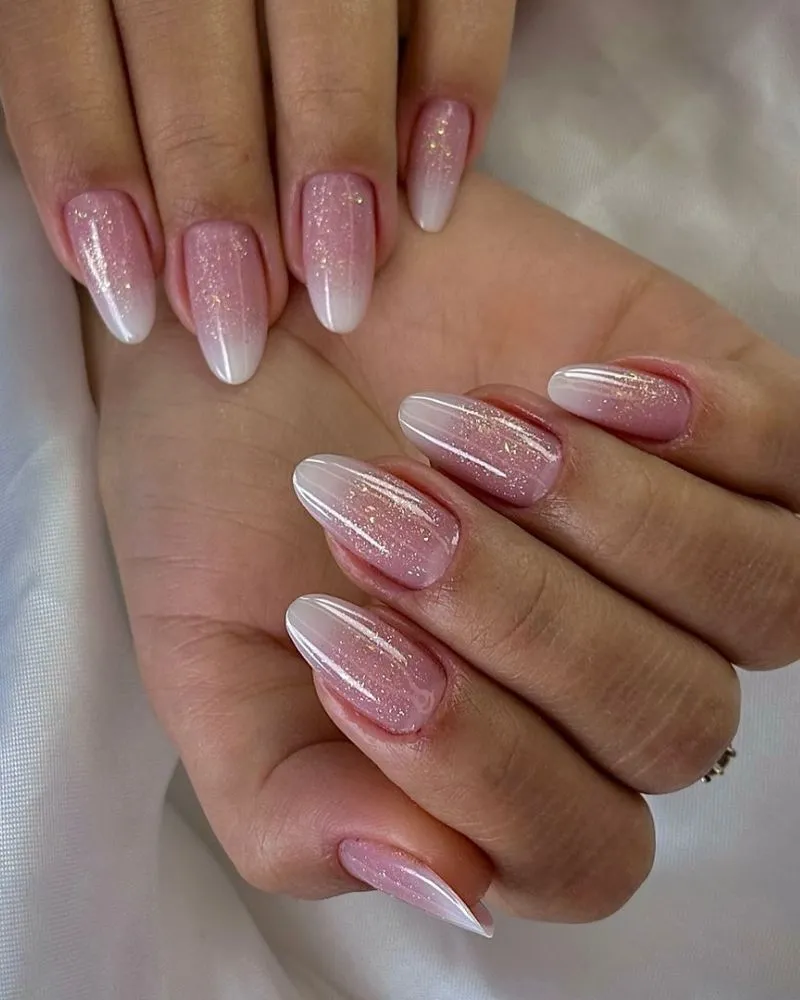 White French tip nail designs with Gradient white French