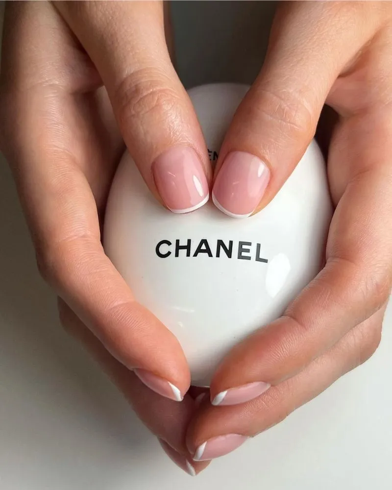 White French manicure ideas with Slim white tip French nails