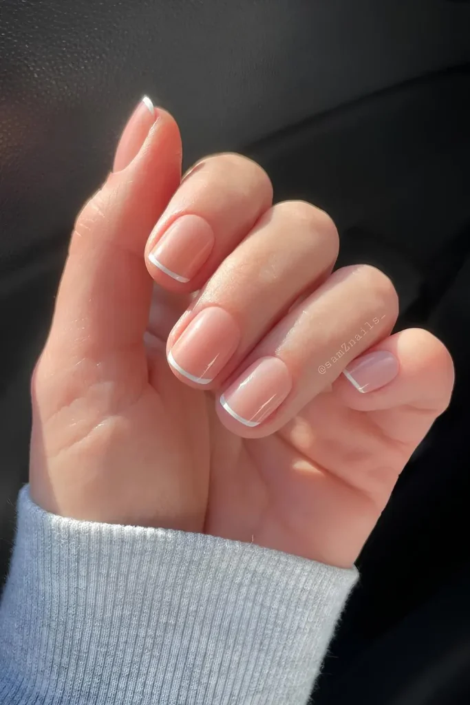 White French Tip Nails with Thin French Tips