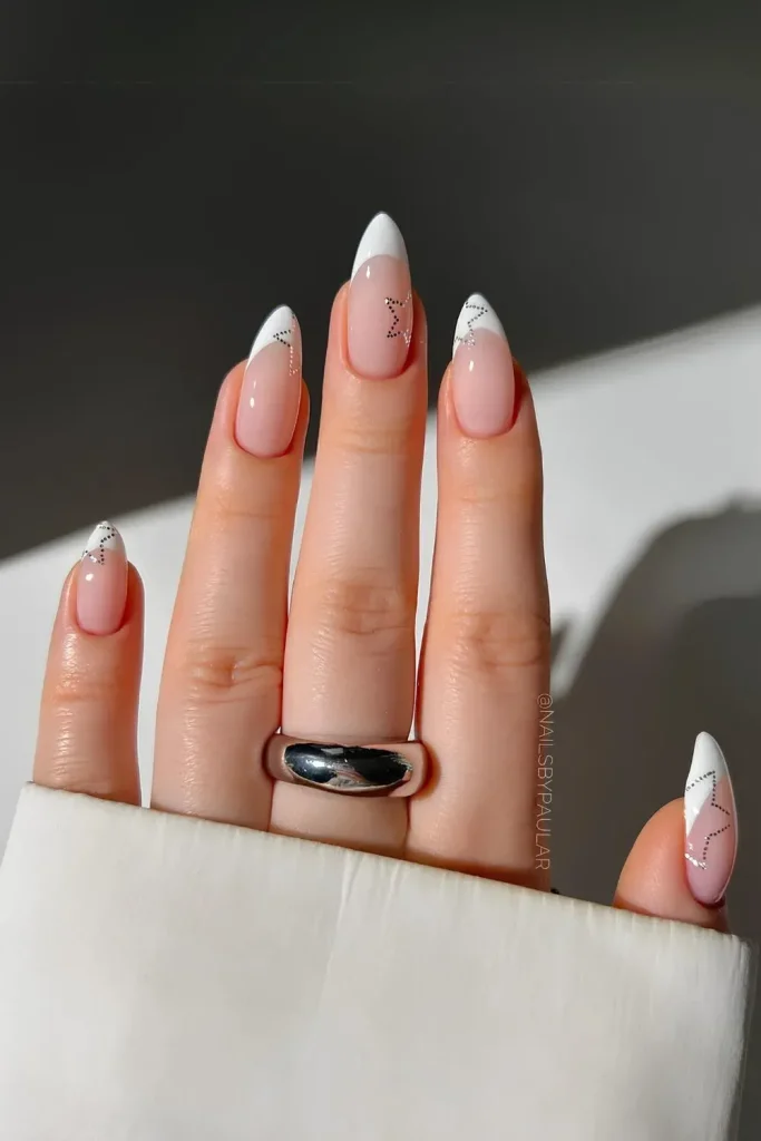 White French Tip Nails with star art