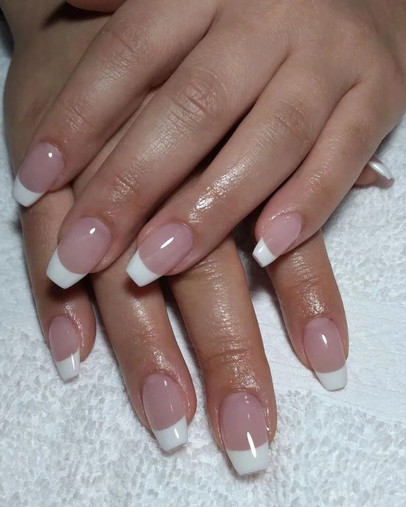 White French Tip Nail ideas with White French tip nails on long square shape