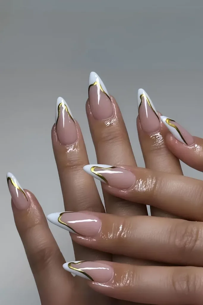 White French Tip Nails with Abstract French