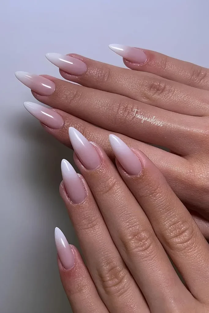 White French Tip Nails with Ombre French Manicure