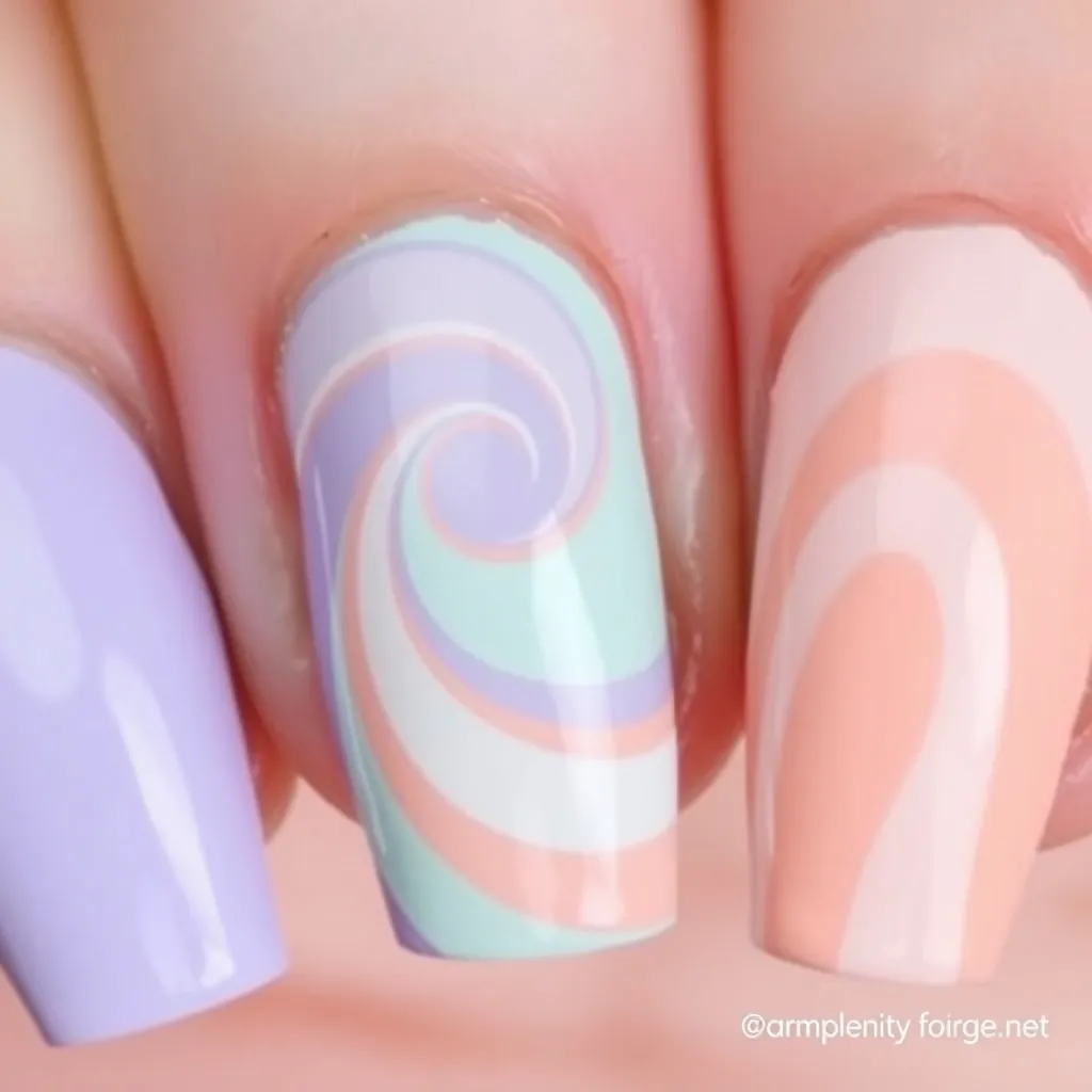 pastel swirl nails